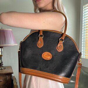 Vintage Dooney & Bourke Black & Tan Dome Satchel Crossbody